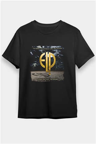 Emerson,Lake and Palmer Baskılı Unisex Siyah Tişört