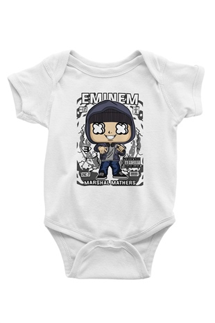 Eminem 8 Mile Baskılı Unisex Beyaz Bebek Body - Zıbın