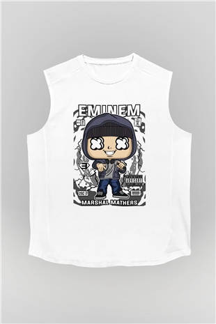 Eminem 8 Mile Baskılı Unisex Beyaz Kolsuz Tişört