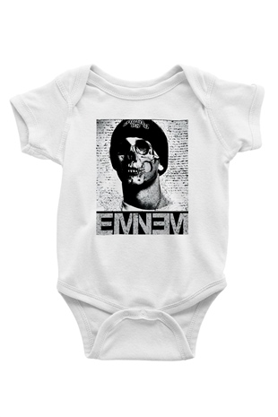 Eminem Baskılı Beyaz Unisex Bebek Body - Zıbın