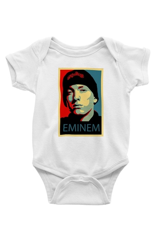 Eminem Baskılı Beyaz Unisex Bebek Body - Zıbın