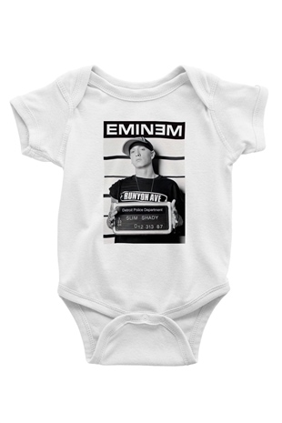 Eminem Baskılı Beyaz Unisex Bebek Body - Zıbın