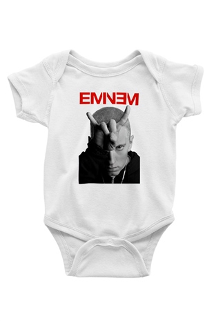 Eminem Baskılı Beyaz Unisex Bebek Body - Zıbın