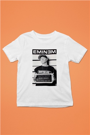 Eminem Baskılı Beyaz Unisex Çocuk Tişört