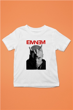 Eminem Baskılı Beyaz Unisex Çocuk Tişört