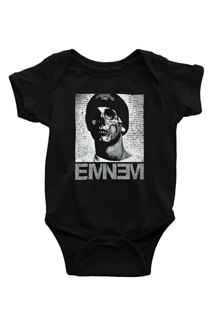 Eminem Baskılı Siyah Bebek Body - Zıbın