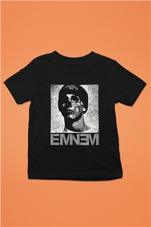 Eminem Baskılı Siyah Unisex Çocuk Tişört