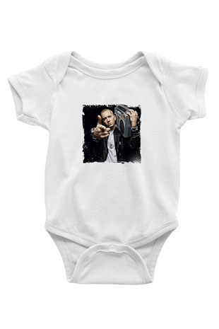Eminem Baskılı Unisex Beyaz Bebek Body - Zıbın