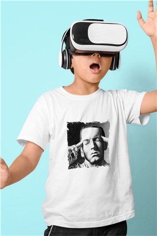 Eminem Baskılı Unisex Beyaz Çocuk Tişört