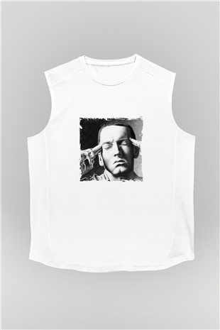Eminem Baskılı Unisex Beyaz Kolsuz Tişört