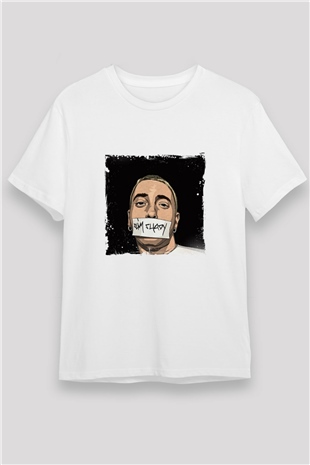 Eminem Baskılı Unisex Beyaz Tişört