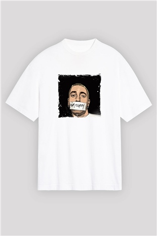 Eminem Baskılı Oversize Beyaz Tişört