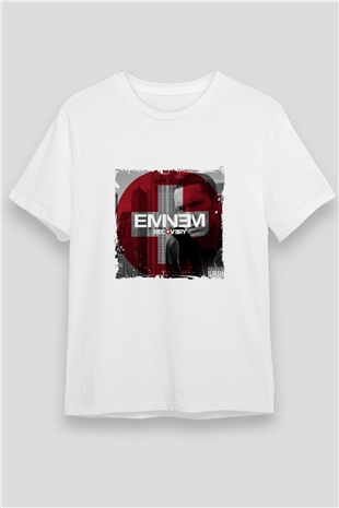 Eminem Baskılı Unisex Beyaz Tişört