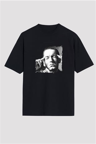 Eminem Baskılı Unisex Oversize Siyah Tişört