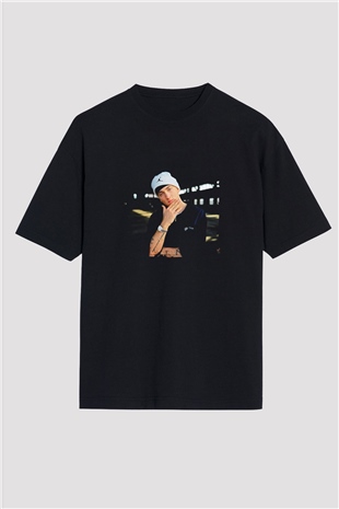 Eminem Baskılı Unisex Oversize Siyah Tişört