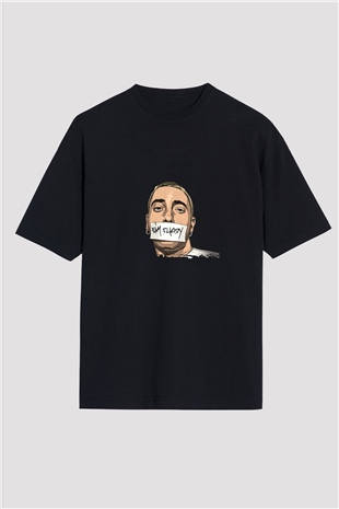 Eminem Baskılı Unisex Oversize Siyah Tişört