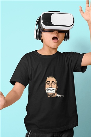 Eminem Baskılı Unisex Siyah Çocuk Tişört