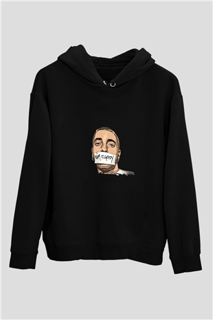 Eminem Baskılı Unisex Siyah Hoodie
