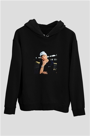 Eminem Baskılı Unisex Siyah Hoodie