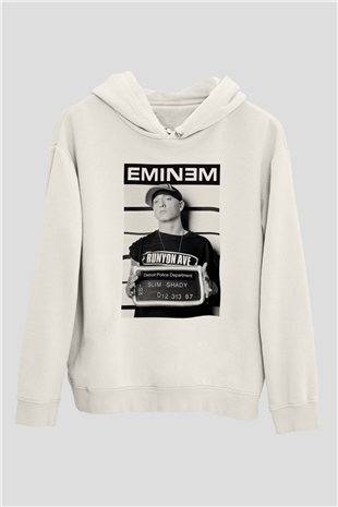 Eminem Beyaz Unisex Kapşonlu Sweatshirt