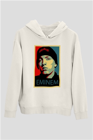 Eminem Beyaz Unisex Kapşonlu Sweatshirt