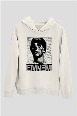 Eminem Beyaz Unisex Kapşonlu Sweatshirt