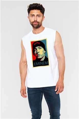 Eminem Beyaz Unisex Kolsuz Tişört