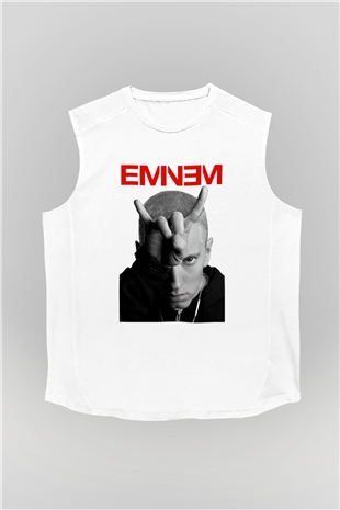 Eminem Beyaz Unisex Kolsuz Tişört