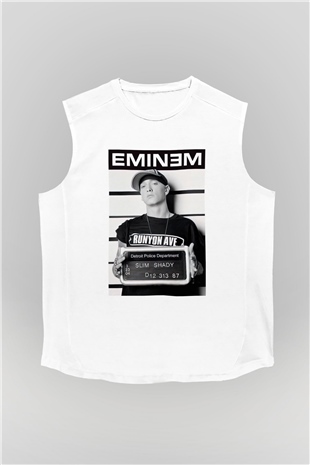 Eminem Beyaz Unisex Kolsuz Tişört