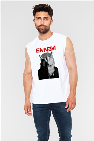 Eminem Beyaz Unisex Kolsuz Tişört