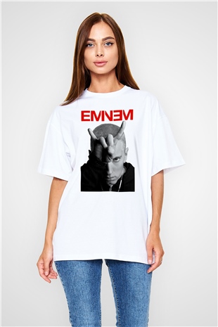 Eminem Beyaz Unisex Oversize Tişört T-Shirt