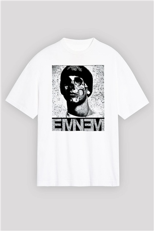 Eminem Beyaz Unisex Oversize Tişört T-Shirt