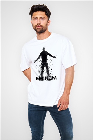 Eminem Beyaz Unisex Oversize Tişört T-Shirt