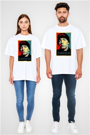 Eminem Beyaz Unisex Oversize Tişört T-Shirt
