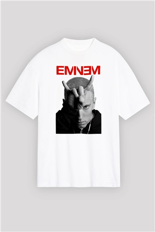Eminem Beyaz Unisex Oversize Tişört T-Shirt
