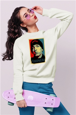 Eminem Beyaz Unisex Sweatshirt