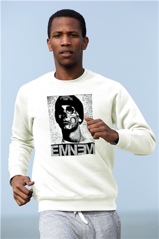 Eminem Beyaz Unisex Sweatshirt