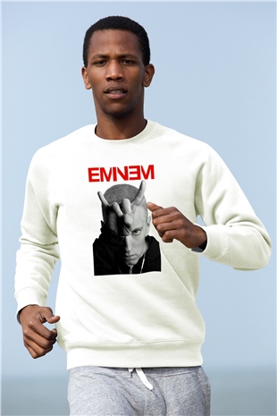 Eminem Beyaz Unisex Sweatshirt