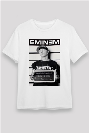 Eminem Beyaz Unisex Tişört T-Shirt - TişörtFabrikası