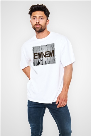 Eminem Beyaz Oversize Tişört Oversize T-shirt - TişörtFabrikası