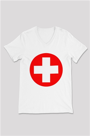 Eminem Beyaz Unisex V Yaka Tişört T-Shirt