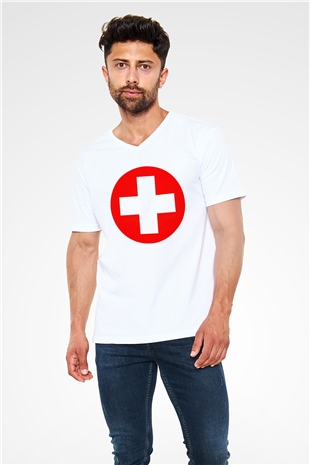 Eminem Beyaz Unisex V Yaka Tişört T-Shirt