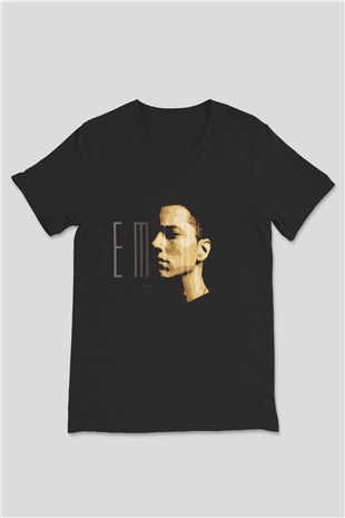 Eminem Siyah Unisex V Yaka Tişört