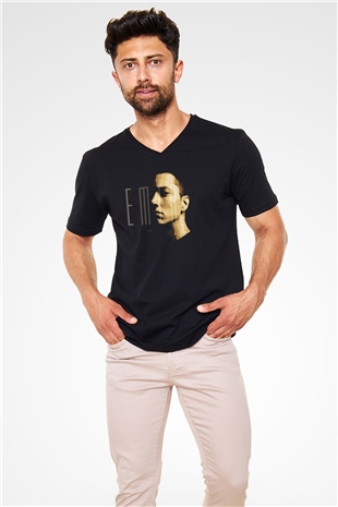 Eminem Siyah Unisex V Yaka Tişört