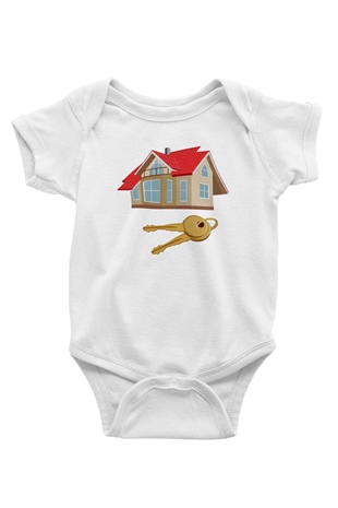 Emlakçı Baskılı Beyaz Unisex Bebek Body - Zıbın
