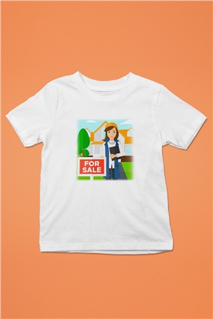 Emlakçı Baskılı Beyaz Unisex Çocuk Tişört