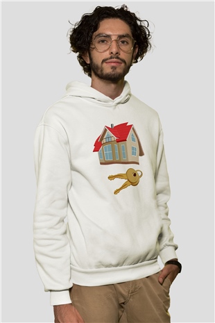 Emlakçı Beyaz Unisex Hoodie