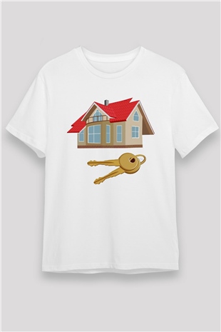 Emlakçı Beyaz Unisex Tişört T-Shirt - TişörtFabrikası
