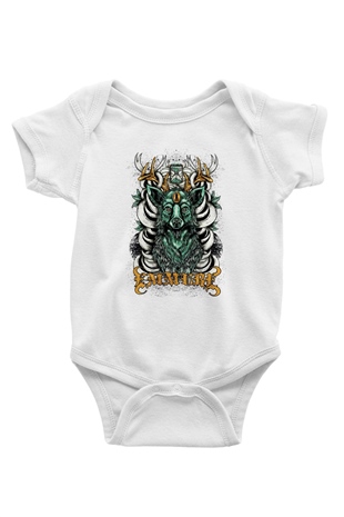 Emmure Baskılı Beyaz Unisex Bebek Body - Zıbın