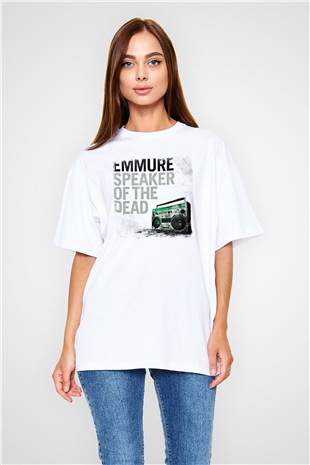 Emmure Baskılı Unisex Beyaz Oversize Tişört